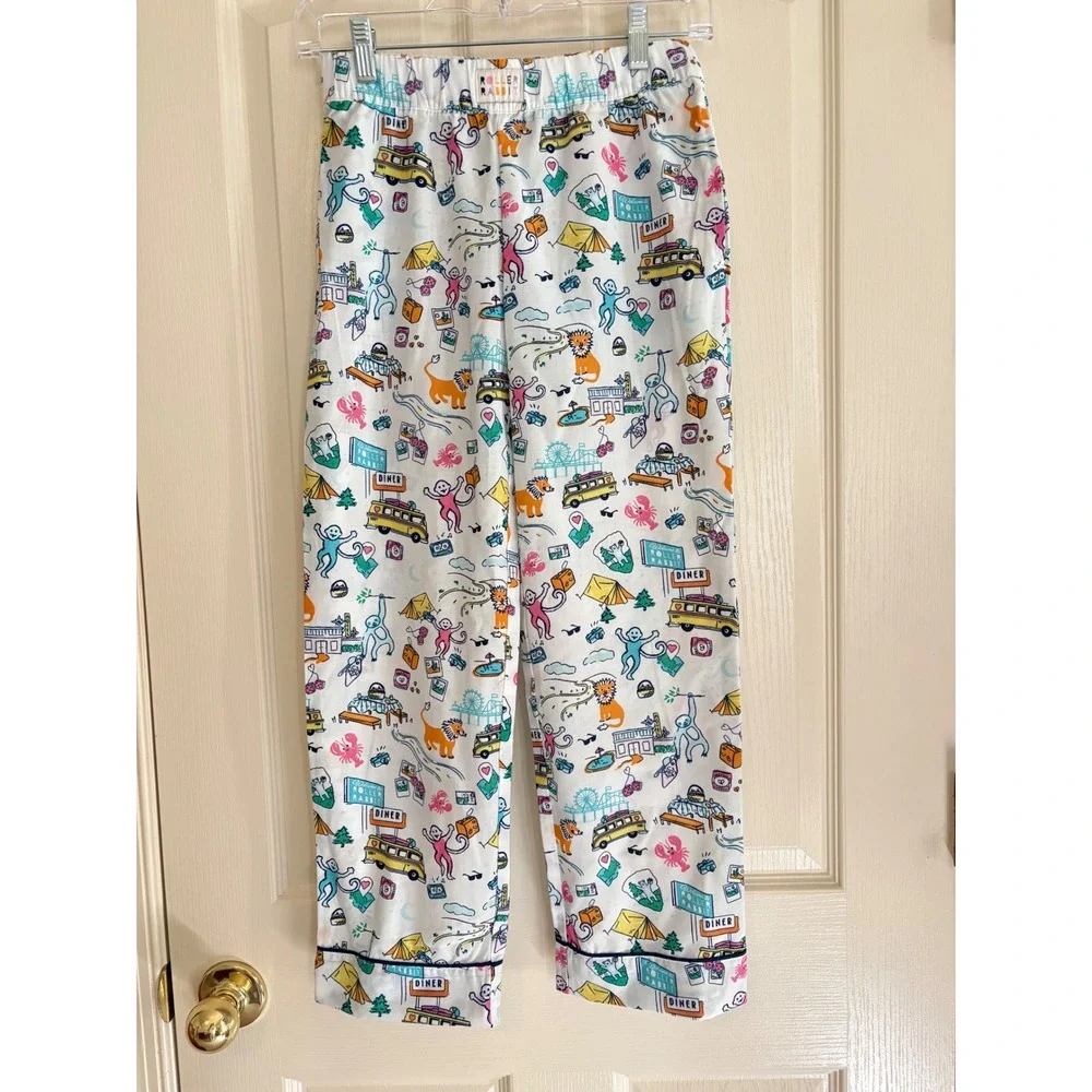Roller Rabbit for Target Boys Road Trip Pajama Pants White Multi Large 10/12 NWT